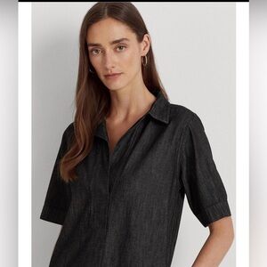 Ralph Lauren Black Short-Sleeve Collared Top